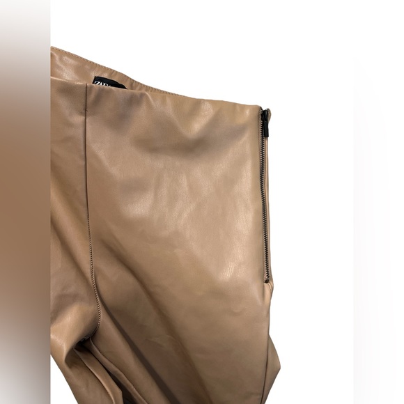 Zara Hi Rise Tan Pleather Leggings - Picture 4 of 8